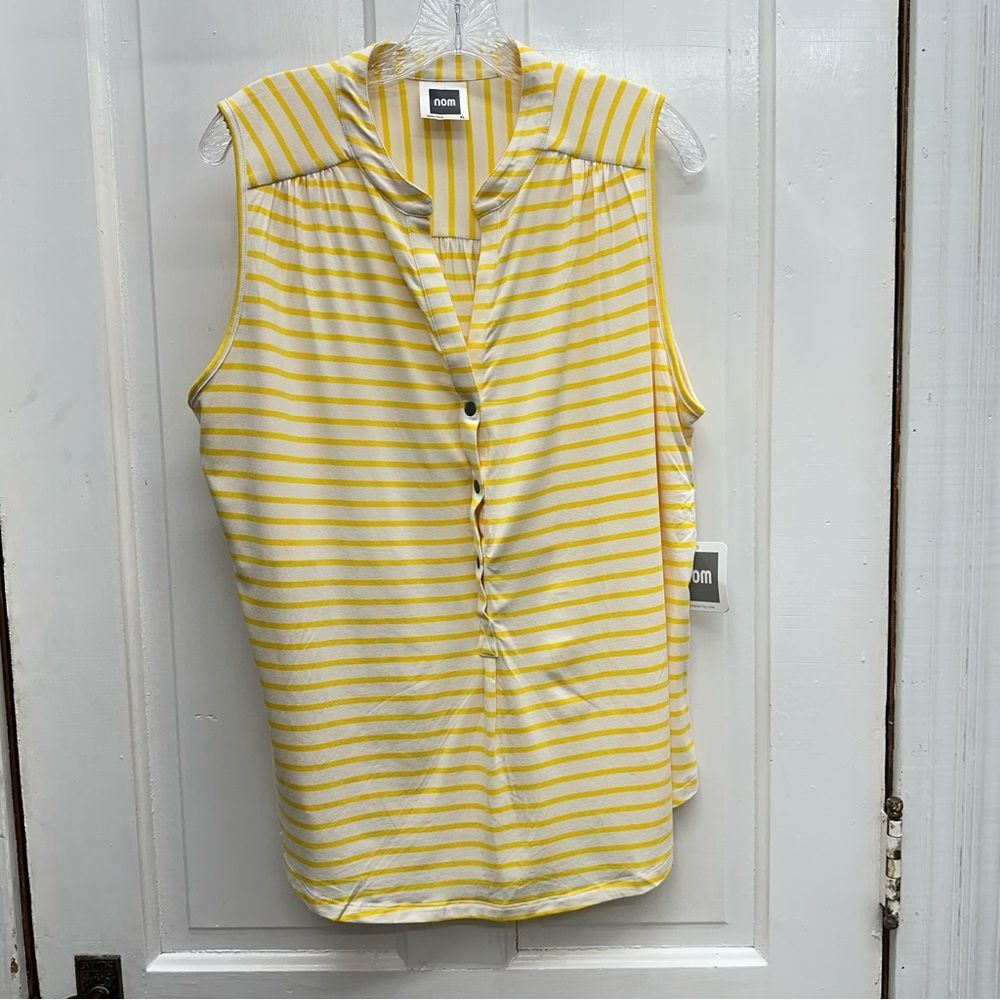 NWT Nom Mia maternity‎ nursing sleeveless shirt blouse women's xl yellow white